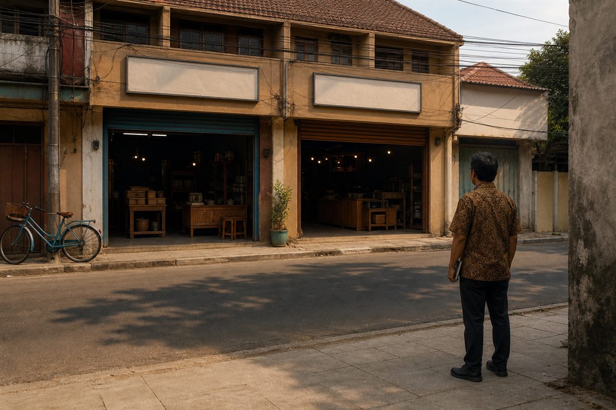 Lembar prosedur kerja dipasang di dinding area kerja sebuah gerai usaha