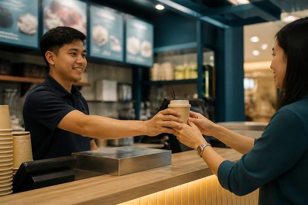 Meja sajian kedai makanan dengan beberapa piring berisi menu andalan